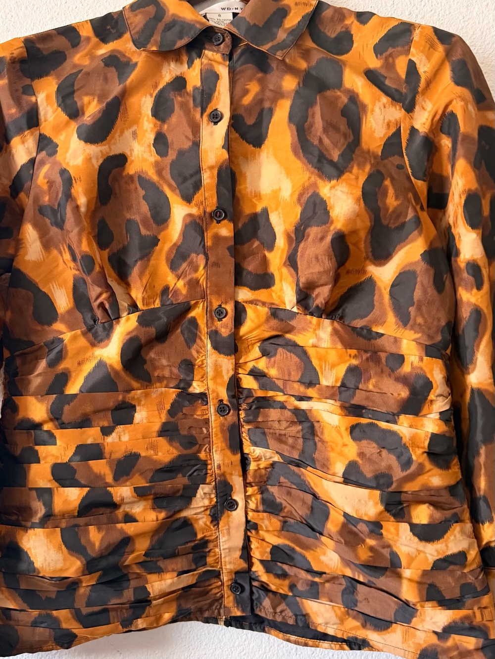 WD.NY Leopard Print Button-Front Blouse in Brown and Black - Picture 4 of 12